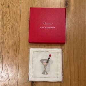 Baccarat x Kim Seybert Embroidered Cocktail Coaster Set of 6 with Red Box